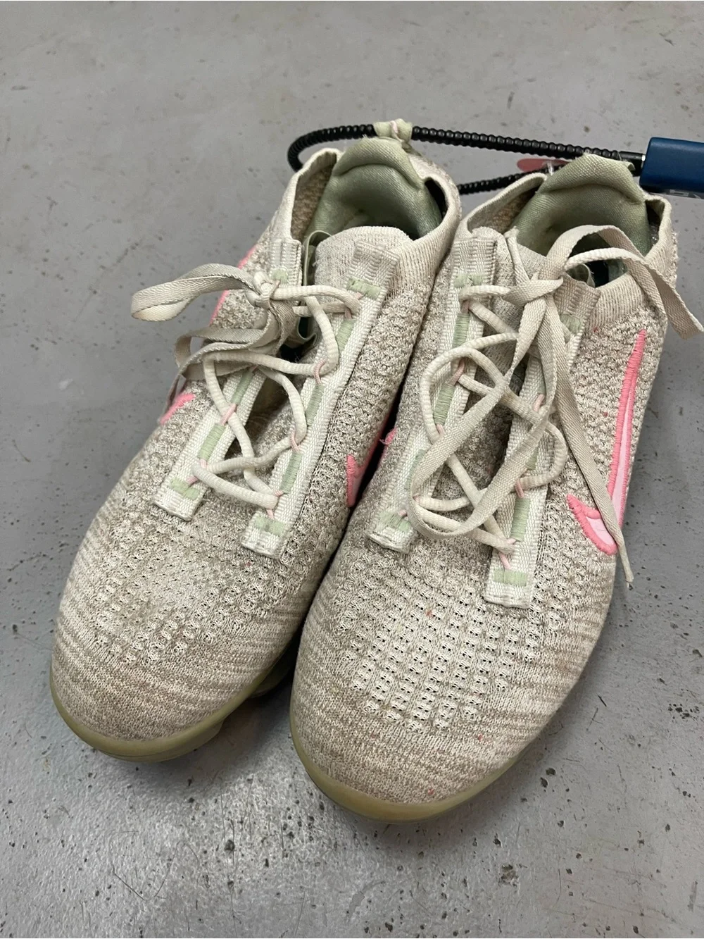 Nike Women’s Sneakers - Cream Upper with Pink Swoosh